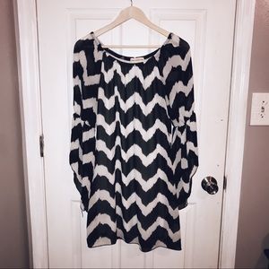 CHEVRON OFF THE SHOULDER DRESS